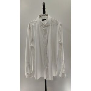 Quince Men Organic Cotton Oxford Non-Iron Dress Shirt White Sleeved Top L